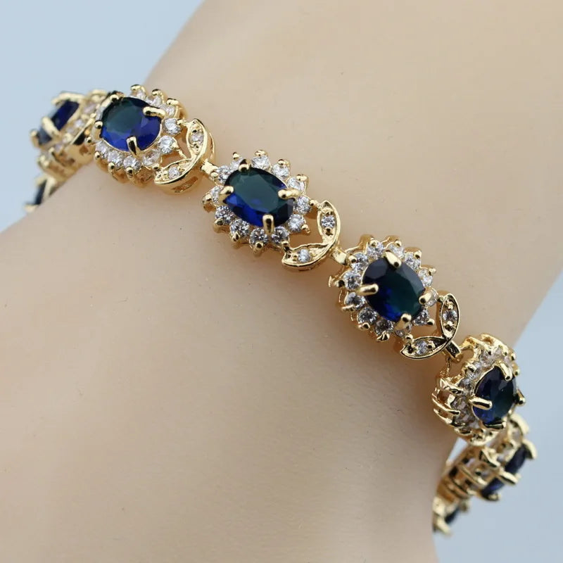 18K Gold Plated Cubic Zirconia Bracelet – Elegant Wedding Jewelry for Women (8cm+3cm)