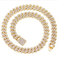 Iced Out 14MM Cuban Link Chain Necklace – Prong-Set Rhinestone Hip Hop Choker for Women & Men
