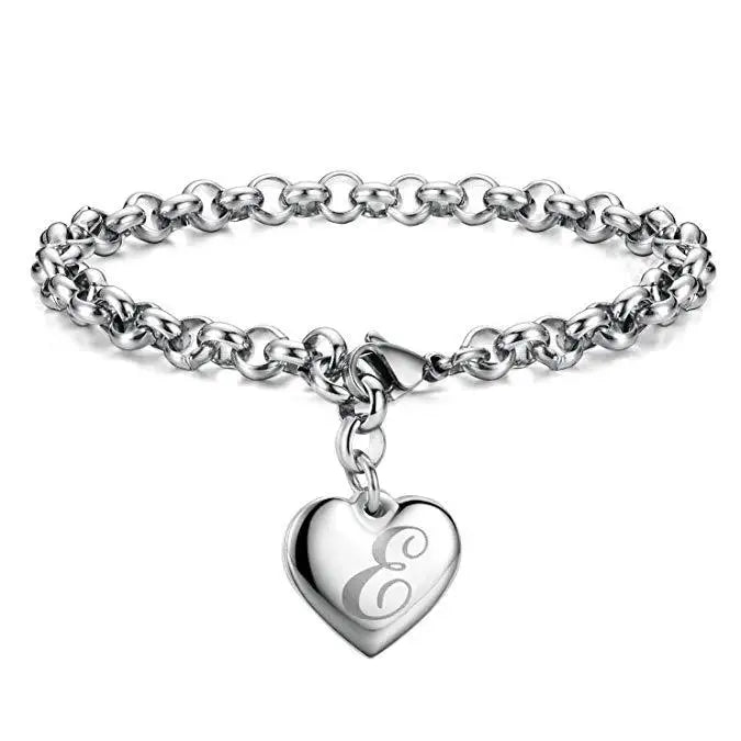 New 925 Sterling Silver Heart Letter Chain Bracelet for Women – Elegant Party & Wedding Jewelry Gift
