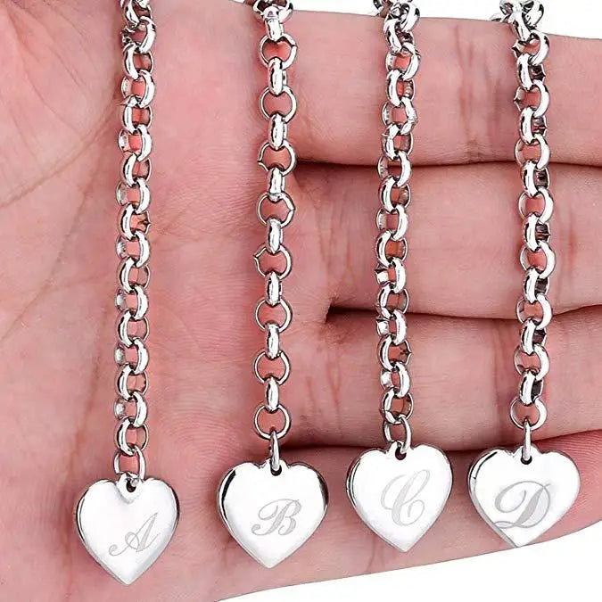 New 925 Sterling Silver Heart Letter Chain Bracelet for Women – Elegant Party & Wedding Jewelry Gift