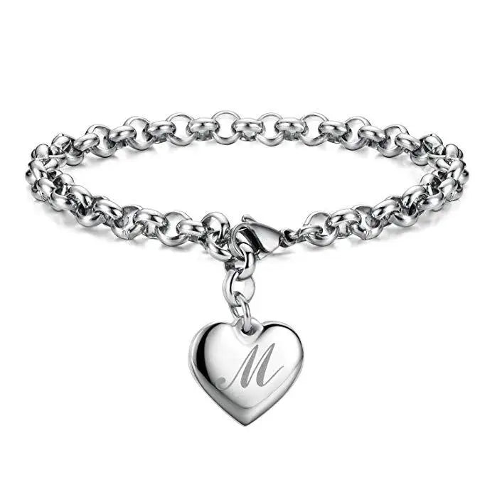 New 925 Sterling Silver Heart Letter Chain Bracelet for Women – Elegant Party & Wedding Jewelry Gift