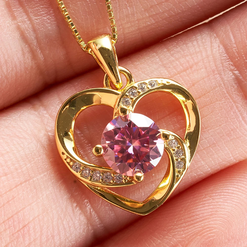 1 Carat Real Moissanite Pendant Necklace for Women – 925 Sterling Silver Box Chain, Diamond Tester Pass Fine Jewelry