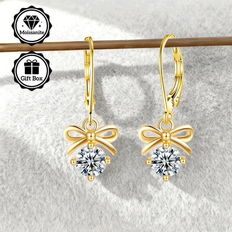 1 Carat Moissanite Hoop Earrings for Women – Hypoallergenic 18K Gold Plated Christmas Gift Jewelry