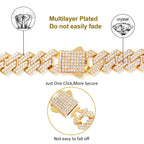 Iced Out 14MM Cuban Link Chain Necklace – Prong-Set Rhinestone Hip Hop Choker for Women & Men